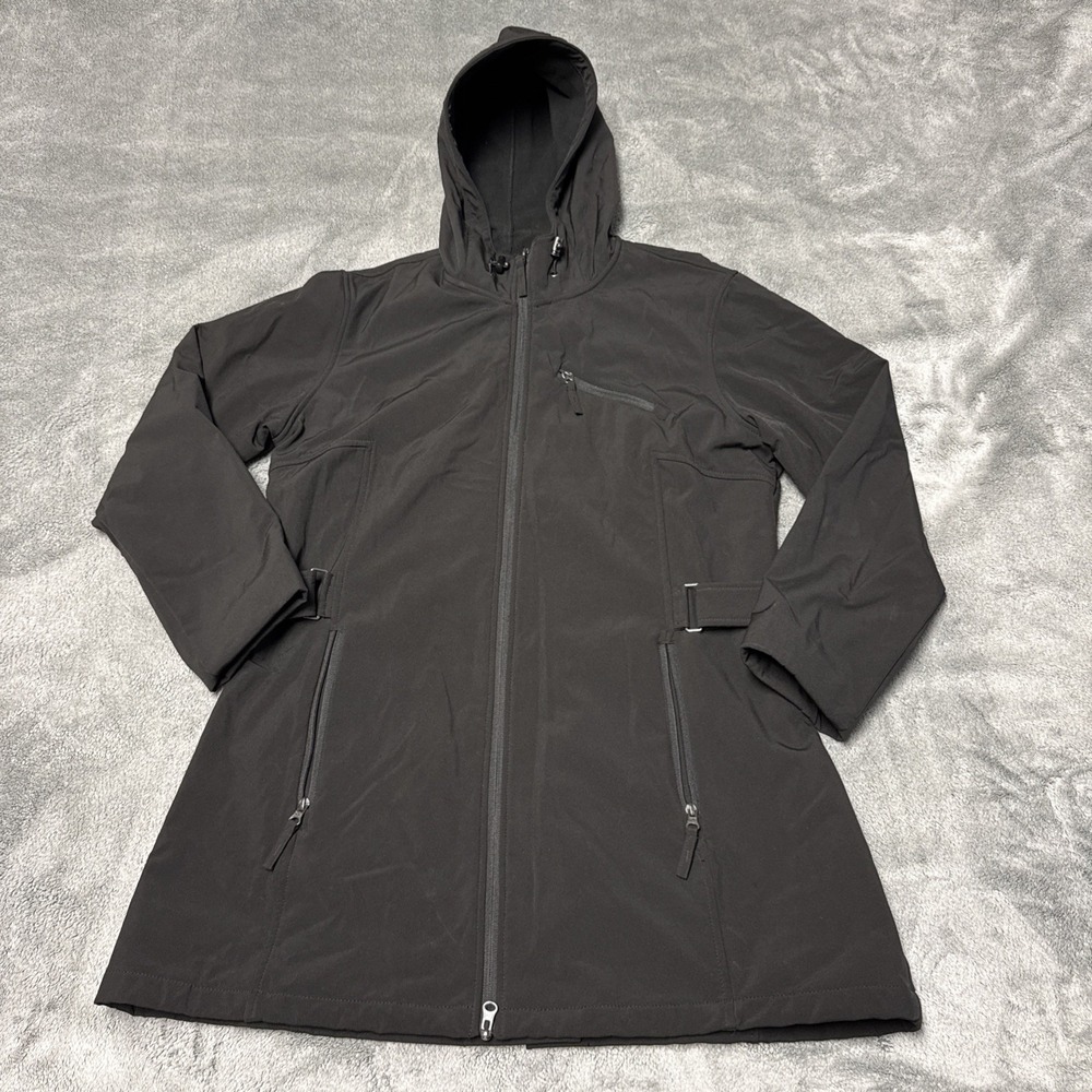 St. John's Bay Black Hooded Double Zip Jacket Women's XL Zip Front
